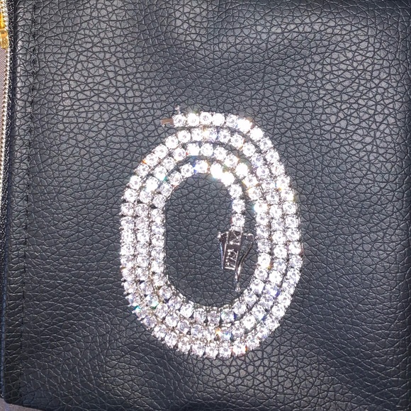 3MM ROUND CUT TENNIS NECKLACE WHITE GOLD - Picture 5 of 6